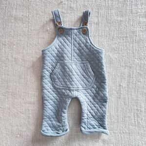 Rabbit & Bear Blue Quilted Overalls VGUC 3-6mo